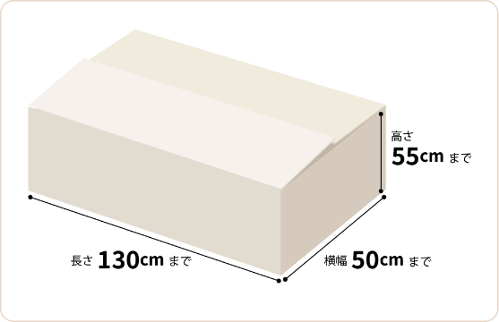 最大「長さ130cm × 横幅50cm × 高さ55cm」まで