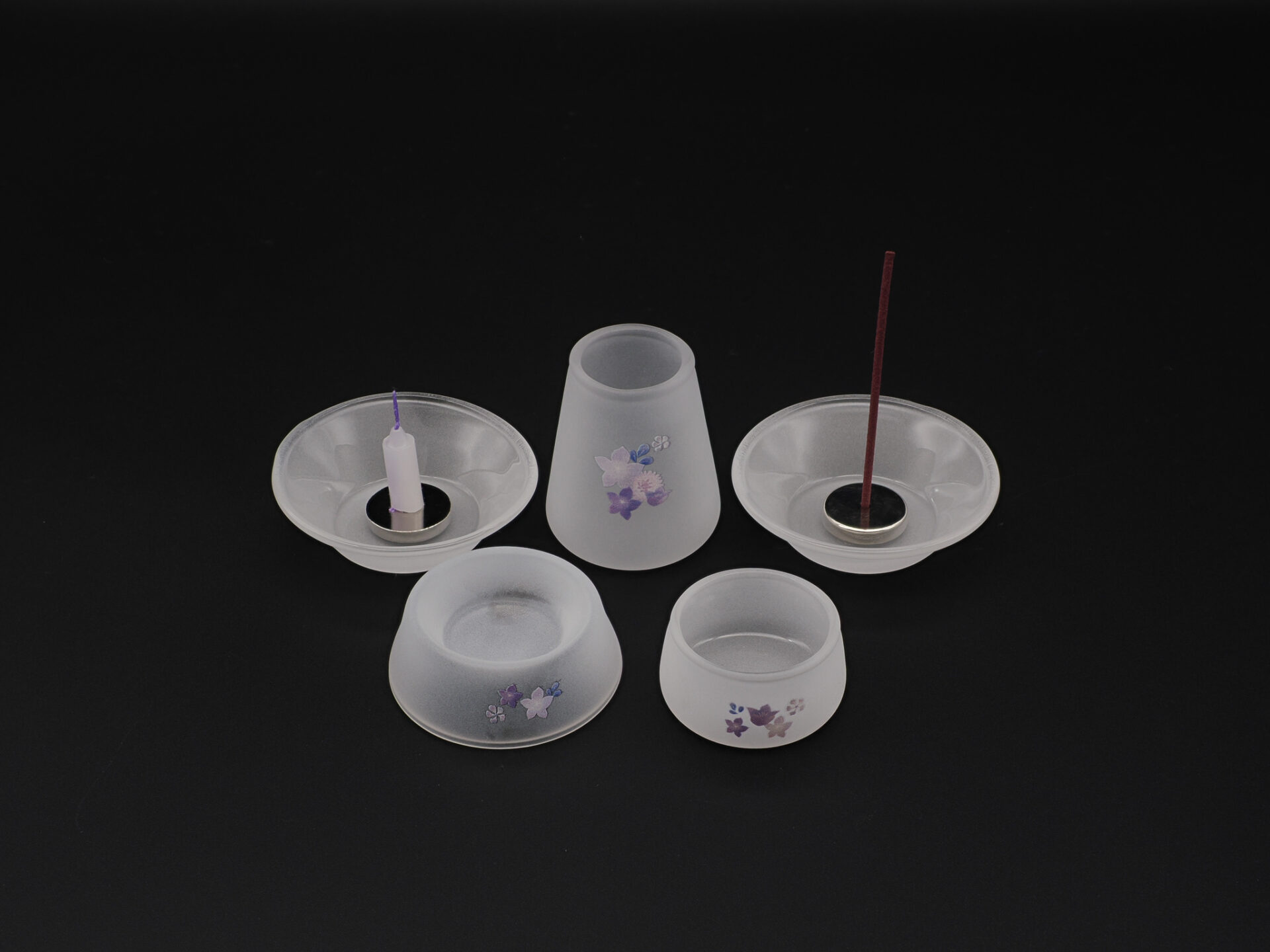 クリスタル仏具 仏具5点セット 紫 | 慈恵院 付属多摩犬猫霊園